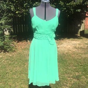 Anthropologie Odille green silk dress